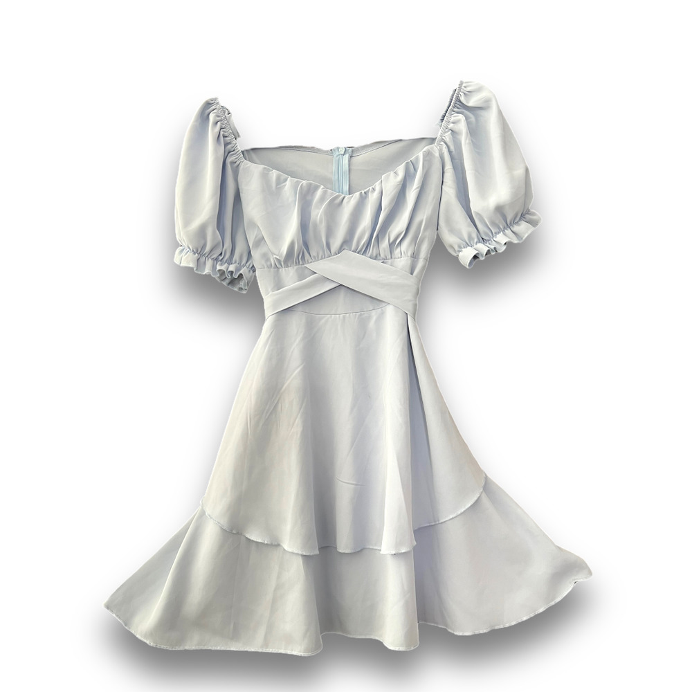 Blue Chic Chiffon Mini Ruffle Dress - Size Small